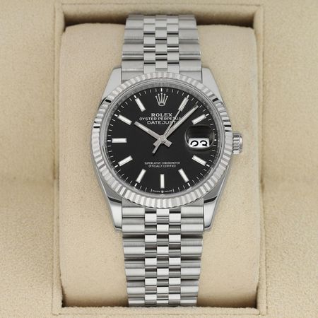 Pre-owned Rolex Datejust 36mm Stainless Steel 126234 Black Index Jubilee
