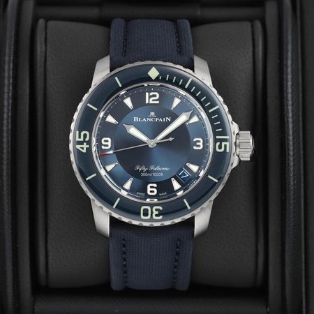 Pre-owned Blancpain Fifty Fathoms Automatic Titanium 45mm 5015-12b40-o52a