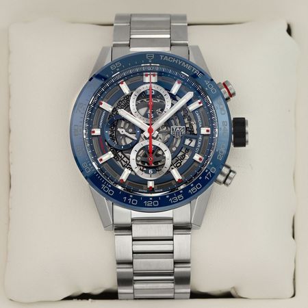 Pre-owned Tag Heuer FACTORY SERVICED Carrera Heuer 01 Skeleton 43mm CAR201T.BA0766