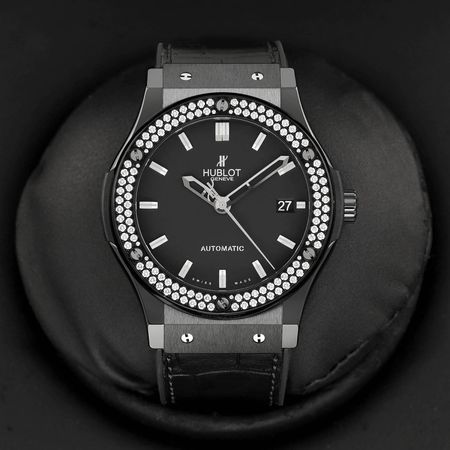 Pre-owned Hublot Classic Fusion Automatic Black Magic Diamonds 45mm 511.CM.1170.LR.1104
