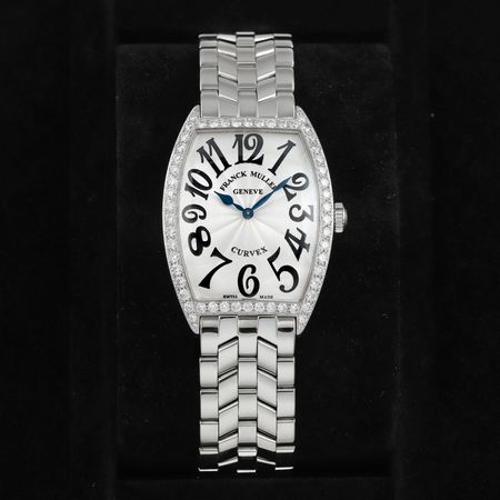 Pre-owned Franck Muller Cintree Curvex Quartz Large 6852 QZ DP O SS Silver
