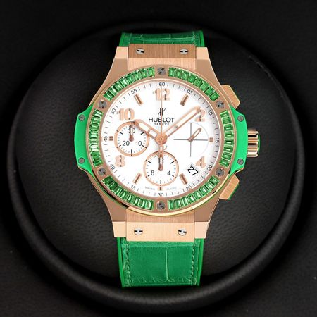 Pre-owned Hublot Big Bang Gold Tutti Frutti APPLE Green 41mm 341.PG.2010.LR.1922
