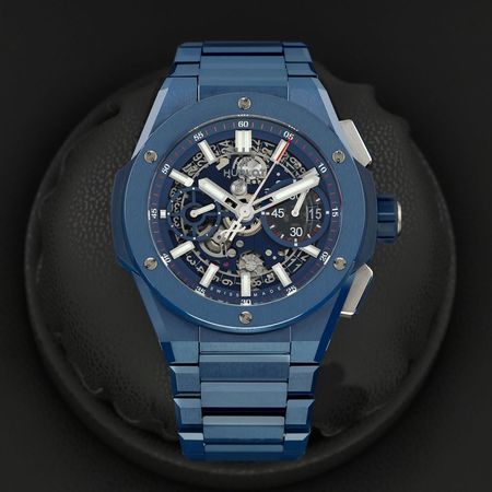 Pre-owned Hublot Big Bang Integrated Blue Ceramic 42mm 451.EX.5123.EX