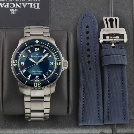 Pre-owned Blancpain Fifty Fathoms Automatic Titanium 45mm 5015-12B40-98B